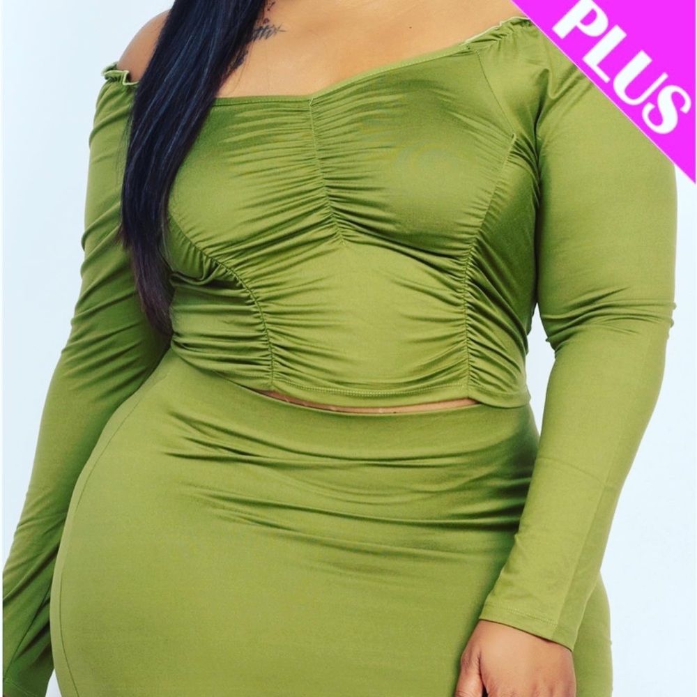 Plus size olive two piece